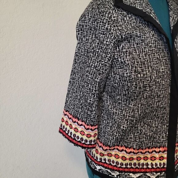 ALFRED DUNNER Women Black Blazer with spread collar open front 3/4 Sleeve 6P - Picture 13 of 15